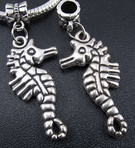 28pcs Sea horse Fossil Beads Fit Charm Bracelet 45x18mm (3200)(China (Mainland))