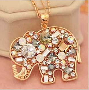 Satr Jewelry Korean Fashion Jewelry For Women 2013 New Crystal Lucky Lovely Elephant Necklace Pednat Necklase