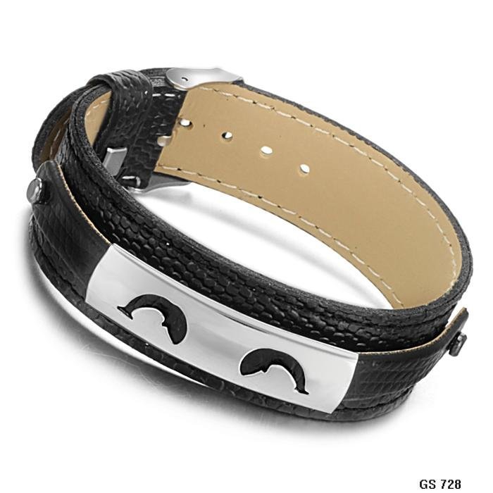 NEW DESIGN Fashion Jewellery Leather Bracelet wide bangles charms animal design black PU Leather wristband 6 pcs/lot(China (Mainland))