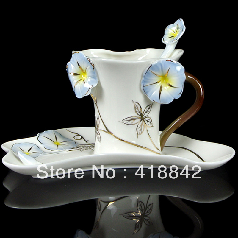 Coffee Set Tea Cup New Edition Light Blue Morming Glory