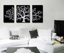 3 Piece Free Shipping Hot Sell Modern Wall Painting White Tree Home Decorative Art Picture Paint on Canvas Prints BLAP85(China (Mainland))