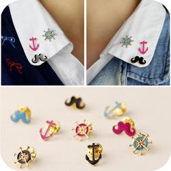 Fashion Chic Colorful Alloy Beard Anchor Brooch for Women(China (Mainland))