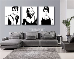 3 Piece Abstract Wall Art Marilyn Monroe Audrey Hepburn Oil Painting On Canvas Wall Art Figure For Home Decoration picture(China (Mainland))