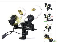 Camera Twin E27 screw Lamp Bulb Holder Photography Slave Flash Umbrella Bracket Photo Studio Accessories