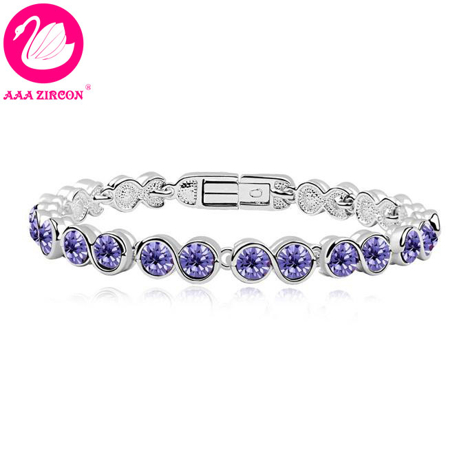 ... 18K-Real-White-Gold-Plated-Purple-Raindrop-Crystal-Bracelet-Made-With