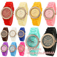 Women Lady Geneva Wrist Quartz Silicone Gift Voguer Watch Candy Storm Free Shipping AL1268