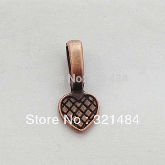 Hot Sale 300pcs 10x21mm Antique copper Jewelry Pendant Bail Charms Heart Blank Base Tray Bezel Findings(China (Mainland))