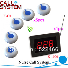 Cheap Wireless Nurse Call Pager for Hospital with 1-key blue call button and black display show 3 digit number Free Shipping