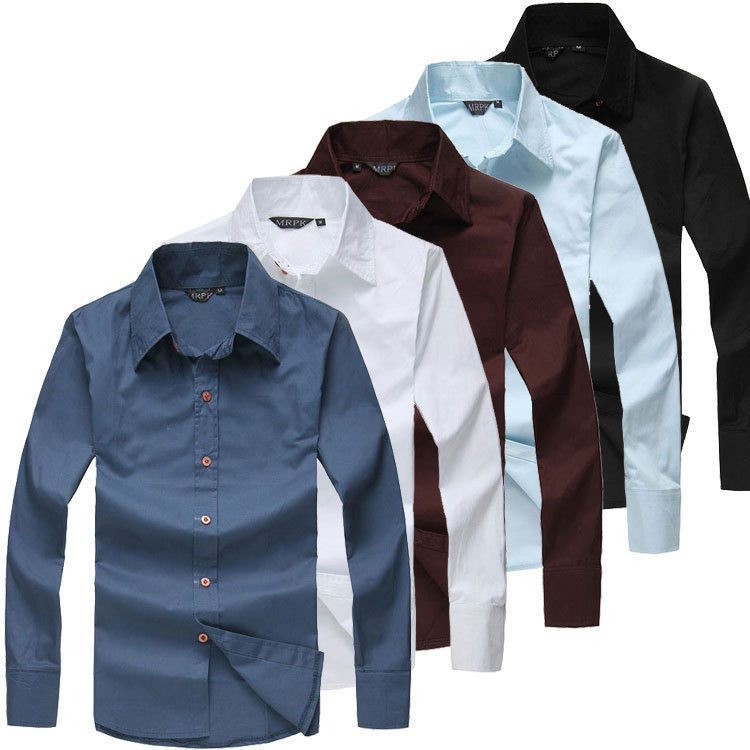 Foreign trade special for the new autumn and winter men's Slim shirt multi-button collar long-sleeved shirt 5 color 288(China (Mainland))