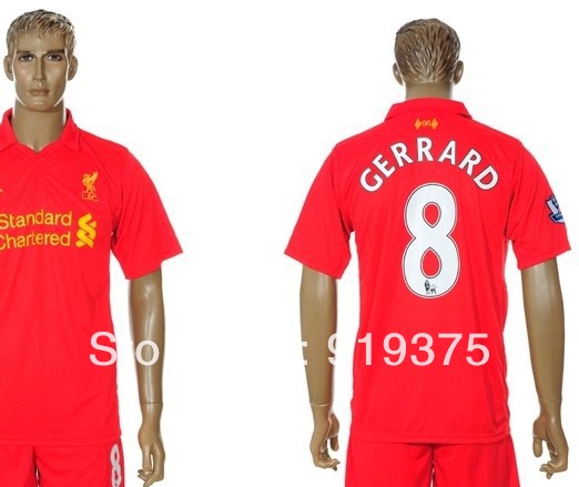 free shipping! 2012/2013 season's England Premier League ,home/red, Liverpools soccer jersey football shirt uniform kits(China (Mainland))