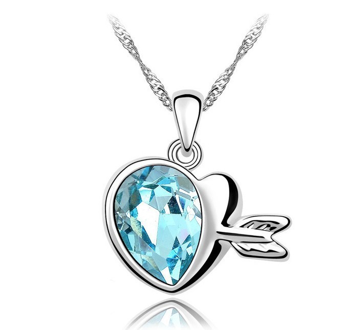 K142 Fashion Alloy Jewelry Cupid Heart shaped Necklace Pendant For Womens 6 Color