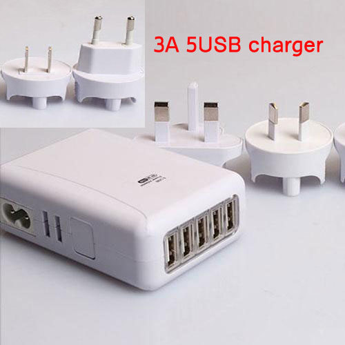 5set/lot free shipping 5 Port USB Travel AC Power Charger Adapter for iPhone iPad mobile phone(China (Mainland))