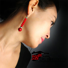 Free shipping Earrings needle pendant festive red earrings ear hook anti-allergic marriage accessories