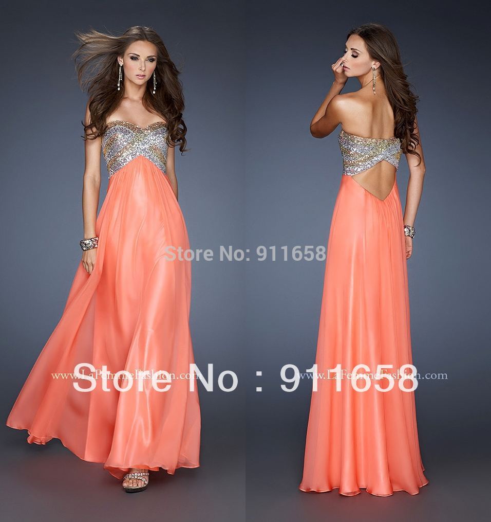 Peach empire waist dress