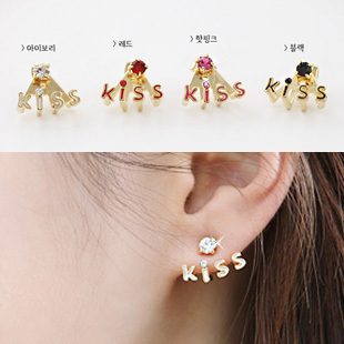 New style hot selling artificial diamond kiss earring stud E2174(China (Mainland))