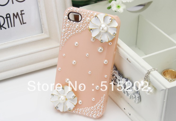 Fashion crystal cell phone case custom flower pearl mobile phone accessories Wholesale mobile phone Protective FREE