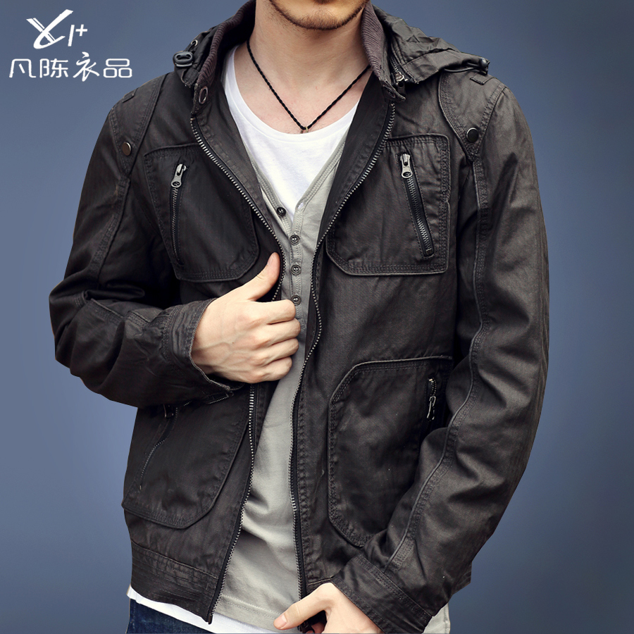 Windproof hat men's clothing jacket autumn and winter long-sleeve outerwear shirt casual liner waterproof top(China (Mainland))