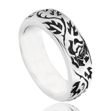Free shipping Goths beier titanium ring embossed rose simple ring fashion vintage accessories new arrival(China (Mainland))