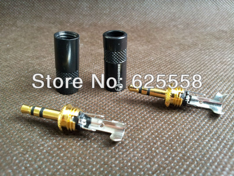 1 pair gold neutrik 3.5mm male stereo mini jack plug for diy headphone cable(China (Mainland))