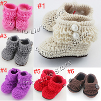 Retail 2pairs Newborn Toddler Crochet Shoes Infant Snow Booties Baby Cute Handmade Boots Free Shipping XZ010