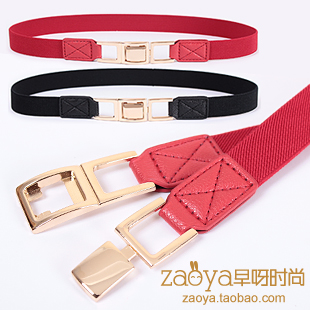 Refined gold alloy buckle sewing thread sweater one-piece dress thin waist female elastic belt(China (Mainland))