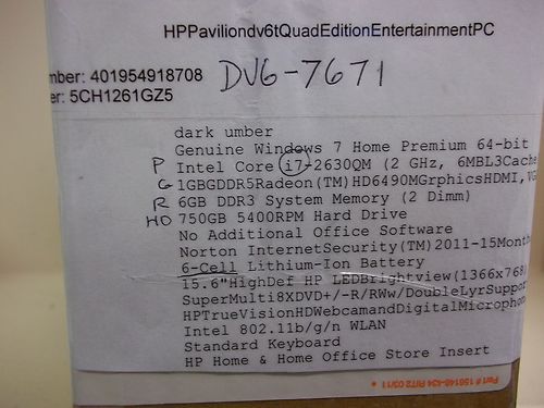brand new DV6-7671 Intel Core i7 6GB Ram 750GB 14.6" BEATS AUDIO & HDMI(China (Mainland))