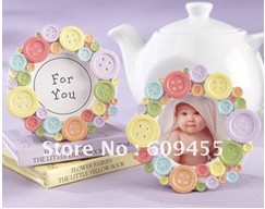 FREE SHIPPING+Baby Shower Favors "Cute as a Button" Round Photo Frame+120pcs/LOT(China (Mainland))