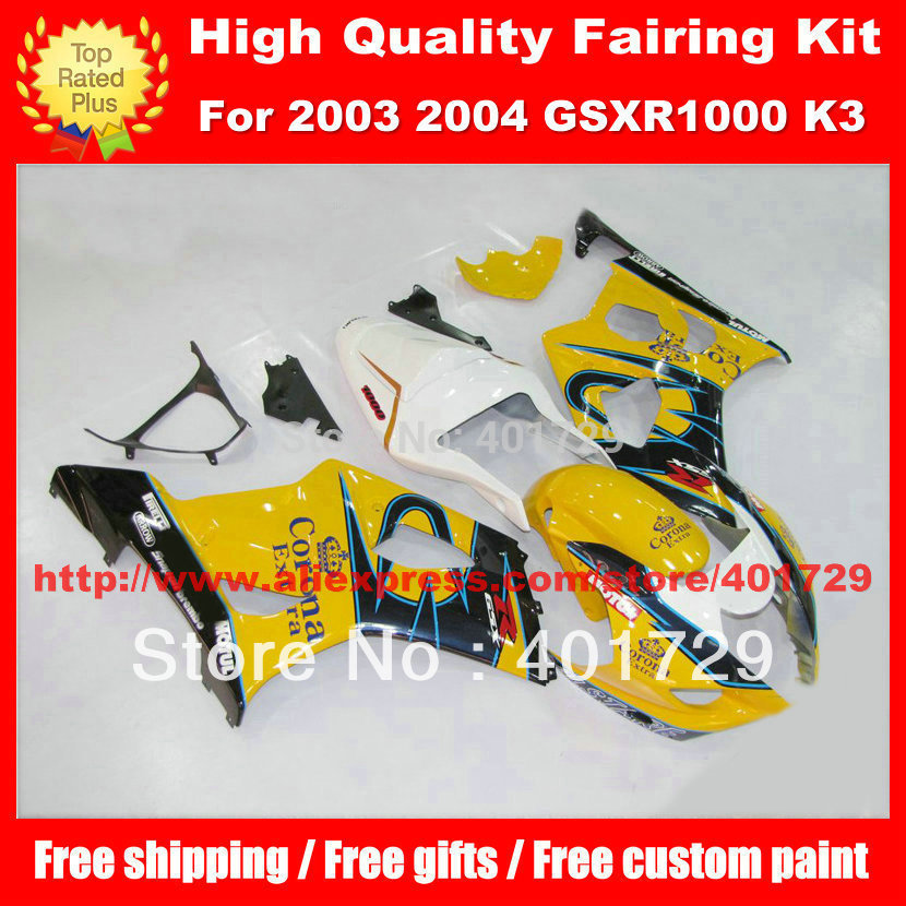 Motorcycle Parts for SUZUKI GSX- R1000 2003 2004 GSXR1000 03 04 K3 yellow Corona high grade body work(China (Mainland))