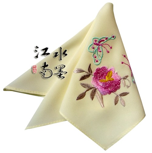 Premium silk embroidered handkerchief embroidery handkerchief women's towboats keepsake tokens wedding gift(China (Mainland))
