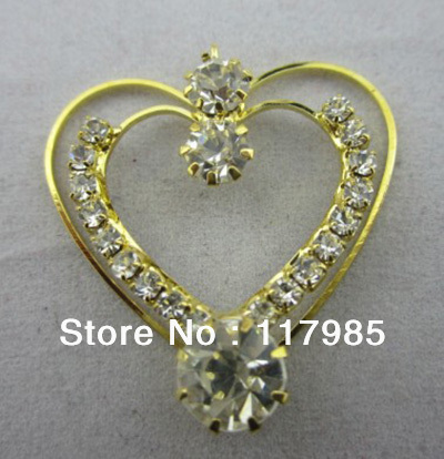 Free shipping rhinestone connector beads for charms bracelet making Golden heart 32x29mm,10pcs/lot(China (Mainland))