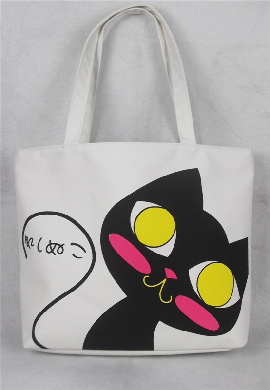 Cartoon cat canvas bag eco-friendly bag one shoulder women's handbag(China (Mainland))