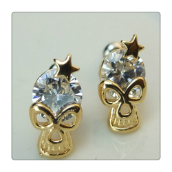 Min order is $8(mix order),Fashion High Quality Skull Modelling Earrings,Inlay Zircon Stud Earrings ,18 k gold plating(China (Mainland))
