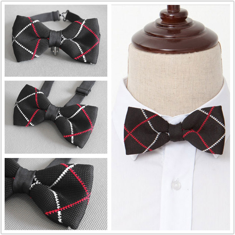 Male plaid bow tie knitted collar fashion bow tie gift box(China (Mainland))