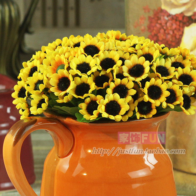 Furnishings fun 30 sunflower artificial flower silk flower home decoration wedding gift(China (Mainland))