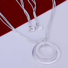N056 Two Frosted O Necklace Factory Price Silver Plated Fashion Jewelry Pendent Jewellry