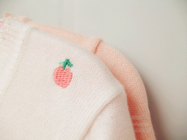 Vintage cherry three-dimensional embroidery handmade sweater cardigan peter pan vintage(China (Mainland))