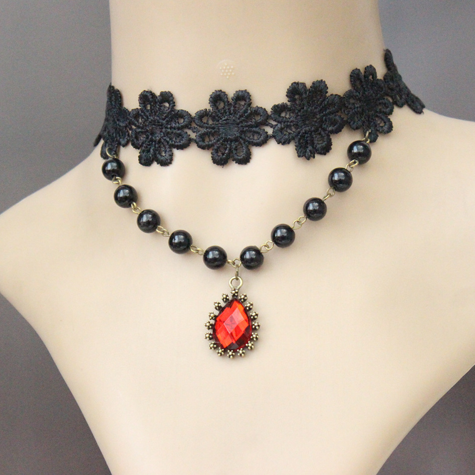 N502 shop amazon office gift 2013 WHOLESALE Vintage gothic choker vampire pendant necklace red Fashion stock Free Shipping(China (Mainland))
