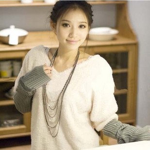 2015 hot Vintage long all match multi level sweater chain female simple love 2012 NEW A0033