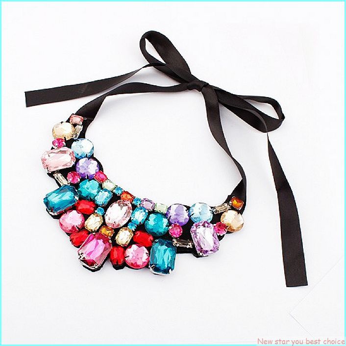 Min is $12 (mix order) 2013 hot sale Stylish Romantic Shining Bijou Gemmed necklace choker necklace wholesale Free shipping!(China (Mainland))