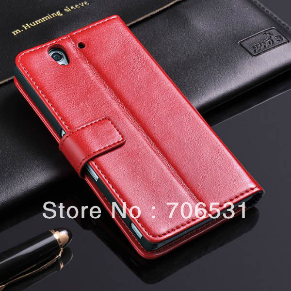 Luxury Inner ID Card Holder With Stand Function Folio Wallet Leather Case for Sony Xperia Z L36H(China (Mainland))