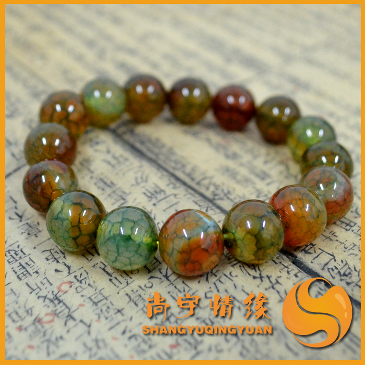 Natural agate bracelet peacock dragon agate bracelet natural crystal bracelet male Women(China (Mainland))