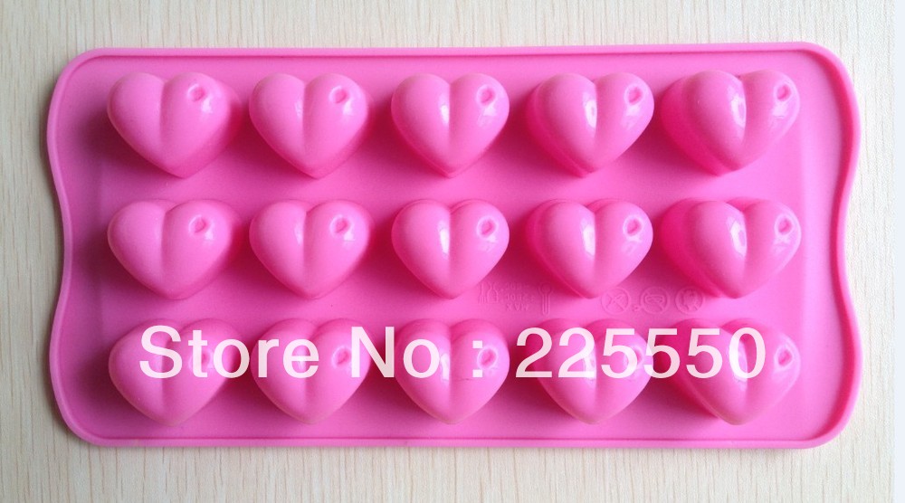 Free shipping heart type Muffin Sweet Candy Jelly fondant Cake Mold Silicone tool Baking Pan(China (Mainland))