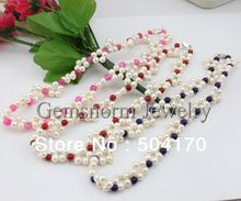 Elegant Pearl Fancy Necklace Handmade Pearl Coral Matching Fashion Necklace Free Shipping FP033