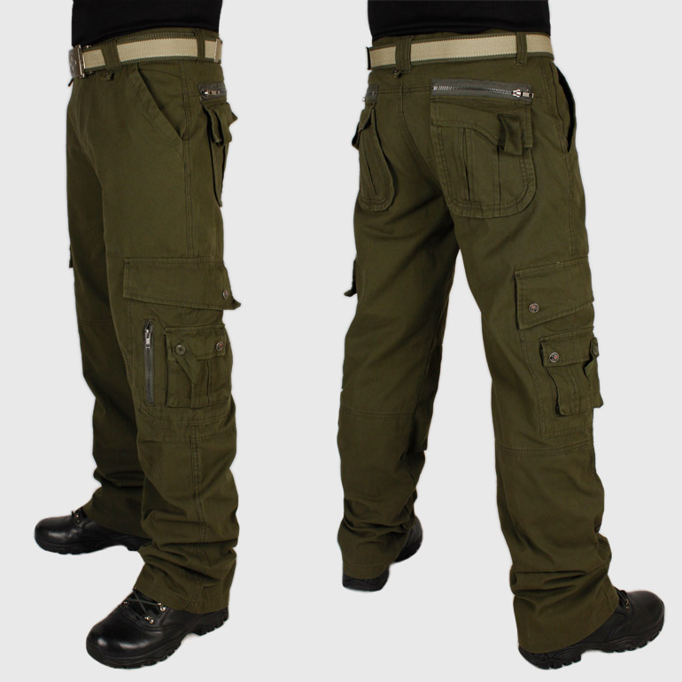 Pants overalls Men multi-pocket trousers Army Green(China (Mainland))