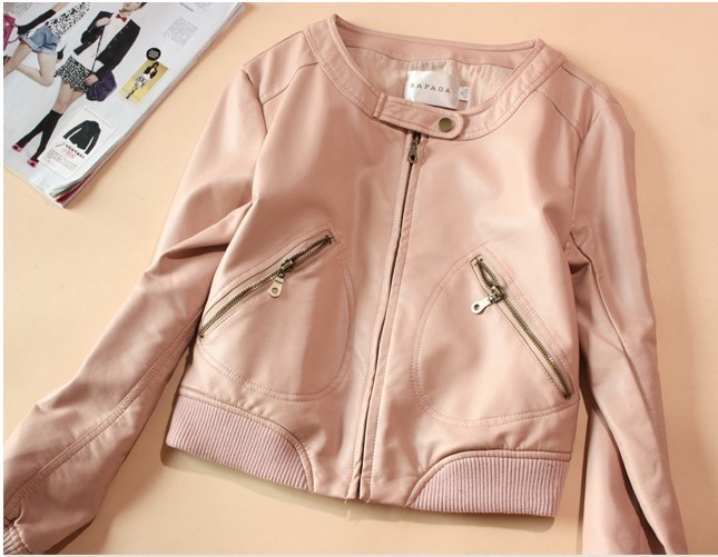 EB japanese style 2013 women's autumn plus size hot-selling all-match o-neck short design leather clothing small leather(China (Mainland))