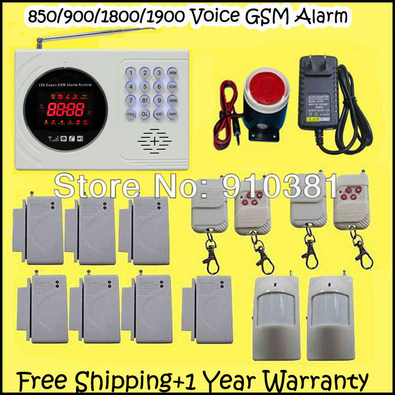 Free Shipping! 850/900/1800/1900 122 personal defense zone GSM remoto control arm/disarm smart Alarm Security System lcd display(China (Mainland))
