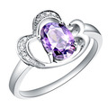 Wholesale 10Pcs/lot Fashion 18K white Gold plated lady's Wedding Amethyst Crystal CZ Stone Rings for women men  SIZE 7/8/9/ J103