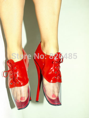 Wholesale Free shipping,red ballet shoes with transparent PVC and lacing(China (Mainland))