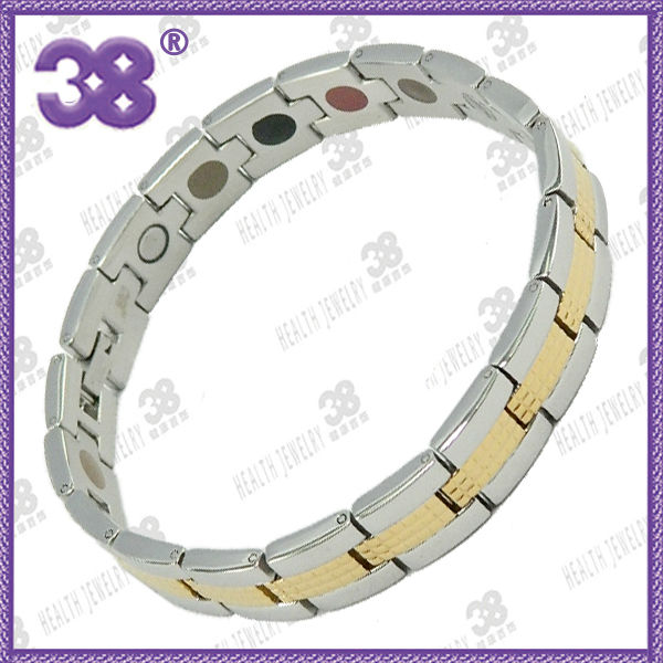 2013 Magnetic magnet gemstone wholesale artisan bracelets for man magnetic bracelets 5 in 1 316L Steel jewelry free shipping(China (Mainland))