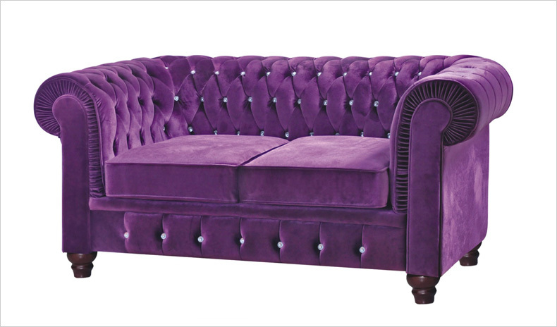 Purple Chesterfield antique fabric sofa, chesterfield loveseat sofa ,2 seater sofa,Country Style living room sofa(China (Mainland))
